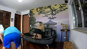 elisa ferraz preps juicy latina milf body in lingerie for first mansion dp