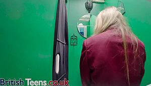 british teen in uniform sucks stranger cock at gloryhole and swallows