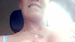 housewife milf flashes big natural tits in public cum walk play