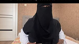 Arab milf jasmine's wet hairy pussy exposed no panties for massage handjob.