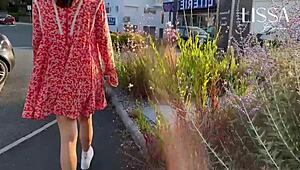 A hot latina flashes her wet panties and gropes herself on a crowded public bus.