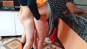 What if stepsons buddy bends hot stepmom over kitchen counter?