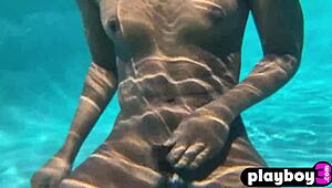 ana foxxx poses lingerie by pool masturbates petite ebony body