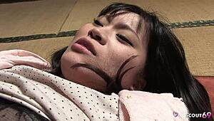 Old ugly fat guys get Japanese virgin teen sucking first cock