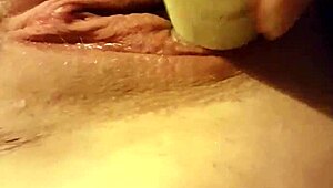 milf stretches shaved young cunt wide open with huge deodorant can fisting