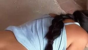 real couple enjoys intimate outdoor fucking session high in the mountains