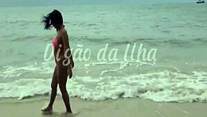 Curvy African slut bent over beach sand taking monster cocks doggystyle from bruno abate and friend