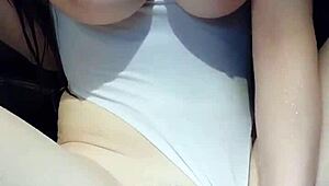 china's cutest babe caresses her big perky tits sensually