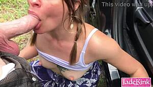 this cute blonde sub gets her bubble butt pounded bareback on the highway side