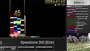 jhlee0133 crushes osu mania speedcore at 300 dt with 95.06 score