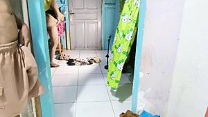 hairy housewife bends over doggystyle in bikini for amateur fucking big natural tits pussy beaver bent over