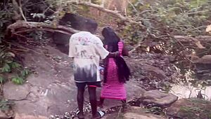 damn those perfect ebony boobs bouncing in rough stream doggystyle 🌊🍈