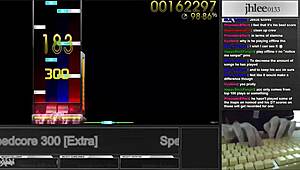 jhlee0133 crushes osu mania speedcore at 300 dt with 95.06 score