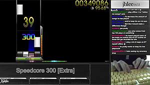 jhlee0133 crushes osu mania speedcore at 300 dt with 95.06 score
