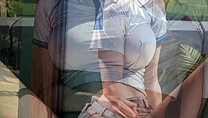 Blonde Flashes Wet Pussy Across Golf Field!