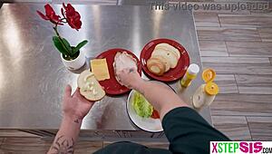 Exhibitionist Stepsis Flashes Horny Stepbro Unexpectedly