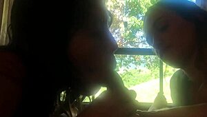 Brazilian beauty and her cousin kiss huge tits big ass before guy joins sexy fun