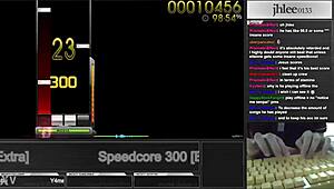 jhlee0133 crushes osu mania speedcore at 300 dt with 95.06 score