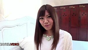 Chisa Hoshino's shaved teen pussy fingered hard before deep jav blowjob