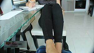 latina teen seduces stepbro with deepthroat on big cock then bent over creampie doggystyle