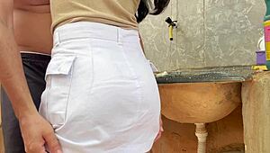 Wet BRAZILIAN MAID Fucked on Sink Edge Creampie PUSSY