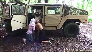 petite arab teen endures old army gangbang anal in military uniforms