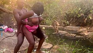 damn those perfect ebony boobs bouncing in rough stream doggystyle 🌊🍈