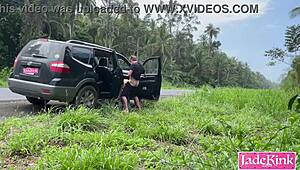 this cute blonde sub gets her bubble butt pounded bareback on the highway side