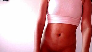 petite latina stepsister in tight pink shorts rides cowgirl showing off wet pussy and assplay close-up