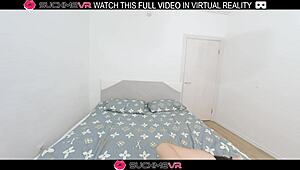 sexy jolie in bunny ears begs for hard big dick pounding her shaved pussy in vr