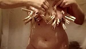 french bdsm slave maid bound spanked with pins belt outdoors