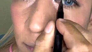 Crossdressing trans makes up beautifully for hot viewers