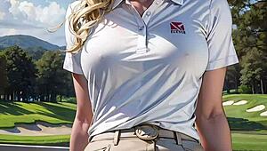 Blonde Flashes Wet Pussy Across Golf Field!