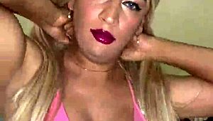 Crossdressing trans makes up beautifully for hot viewers
