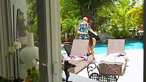 armani black and violet gems share handyman's cock on vacation