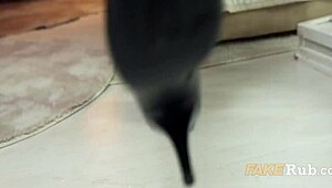 granny's wild sex explodes after slipping on roommate's sticky cum