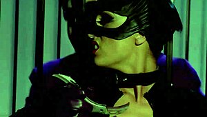 katwoman jennifer dark pounds prison cage cocks in 3way orgy!!