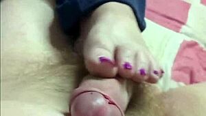 stacy mom milf teases stepson with kinky footjob and hot jizz finish