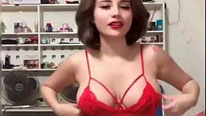 hot girl dances revealing her bingo wings playfully