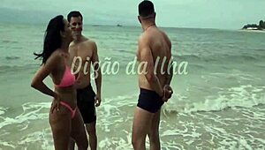 Curvy African slut bent over beach sand taking monster cocks doggystyle from bruno abate and friend