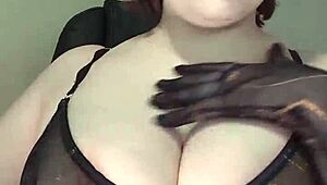 Riding crop snaps across her huge tits ass and curvy body in softcore spanking