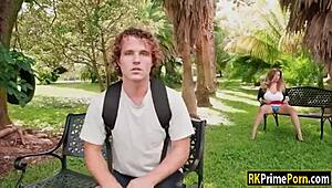 this hot professor alessandra gets her big tits fucked hard outdoors in public