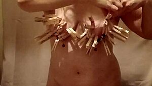 french bdsm slave maid bound spanked with pins belt outdoors