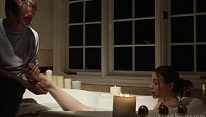 Chanel Preston Undresses for Bedroom Massage with Steve Holmes Spooning Missionary Trimmed Pussy Ball Licking