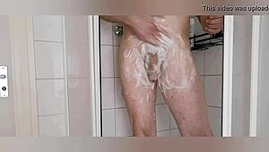 Woman Shaves Smooth Pussy Carefully in Steamy Shower Routine