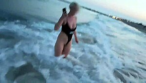 Blonde Flashes Tits Sucks Cock Public Beach Exhibition