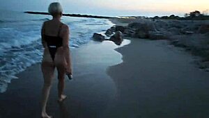 Blonde Flashes Tits Sucks Cock Public Beach Exhibition