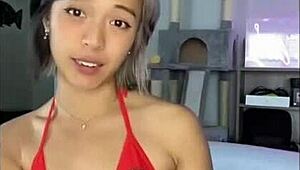 relaxing by the pool in a skimpy bikini on a sunny day