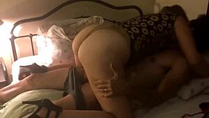 blonde french milf slut in gold dress satin panties takes doggystyle rimjob dirty talk