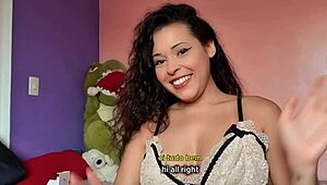 pov hot brazilian brunette tests new real fur toy intimately